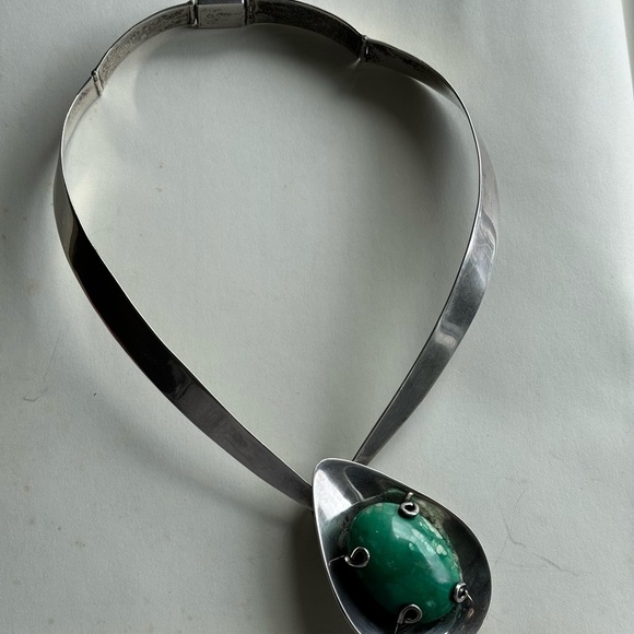 Very large and heavy TAXCO 925 Sterling silver necklace with natural stone - Picture 8 of 11